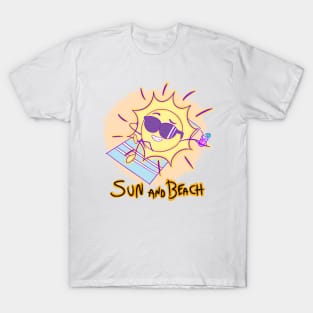 Sun and beach, sunbathing illustration, for t-shirt or sticker T-Shirt